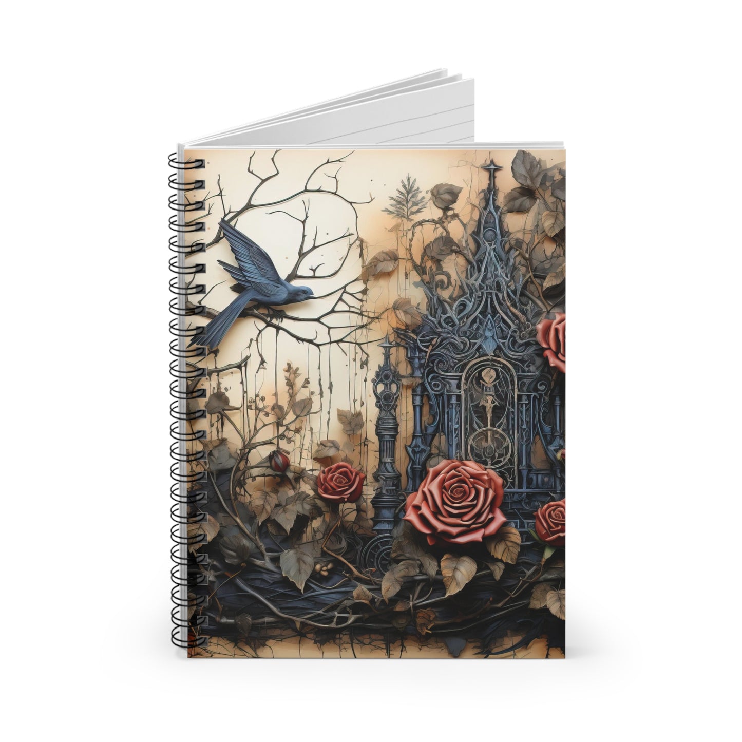 Gothic Journal - Ravens and Roses Spiral Notebook