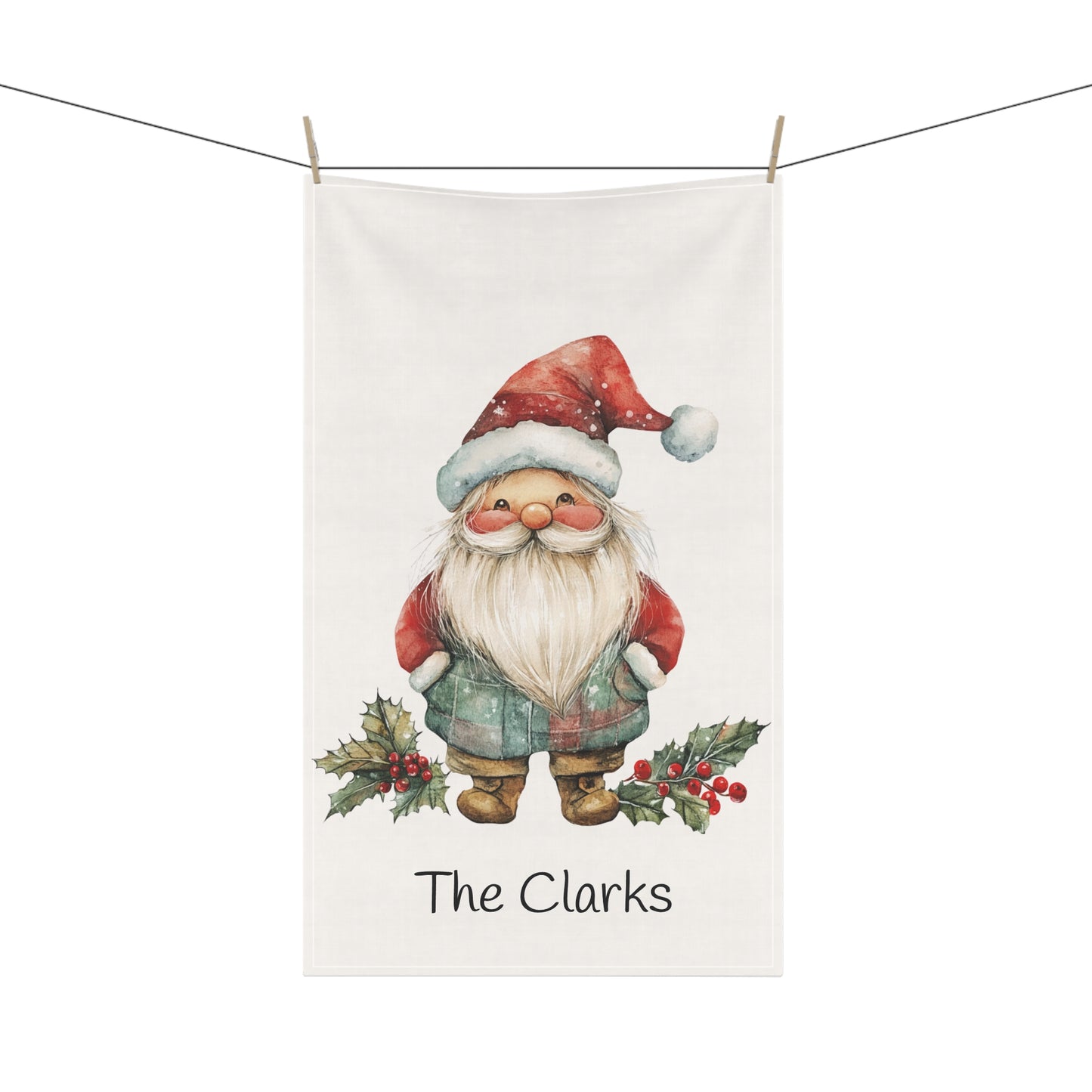 Santa Gnome Tea Towel