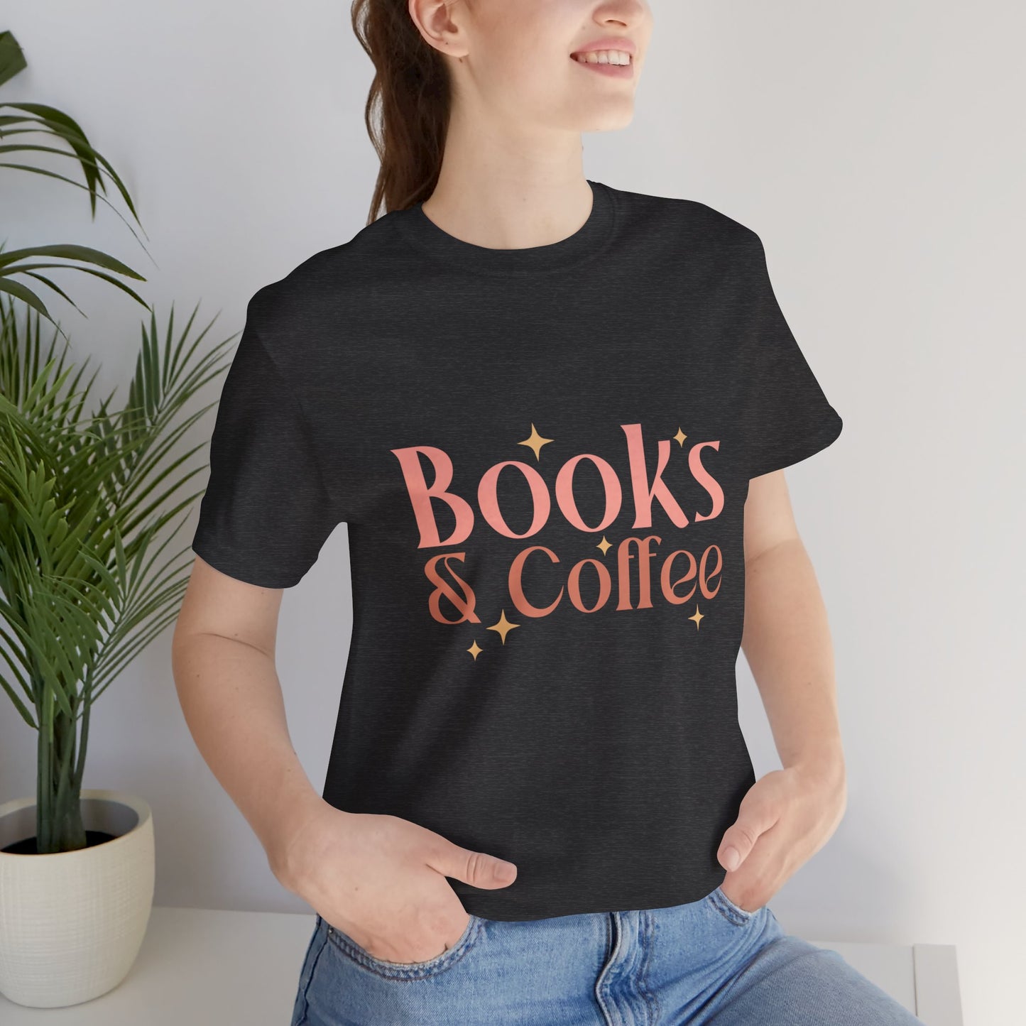 Books and Coffee Unisex Jersey Short Sleeve Tee