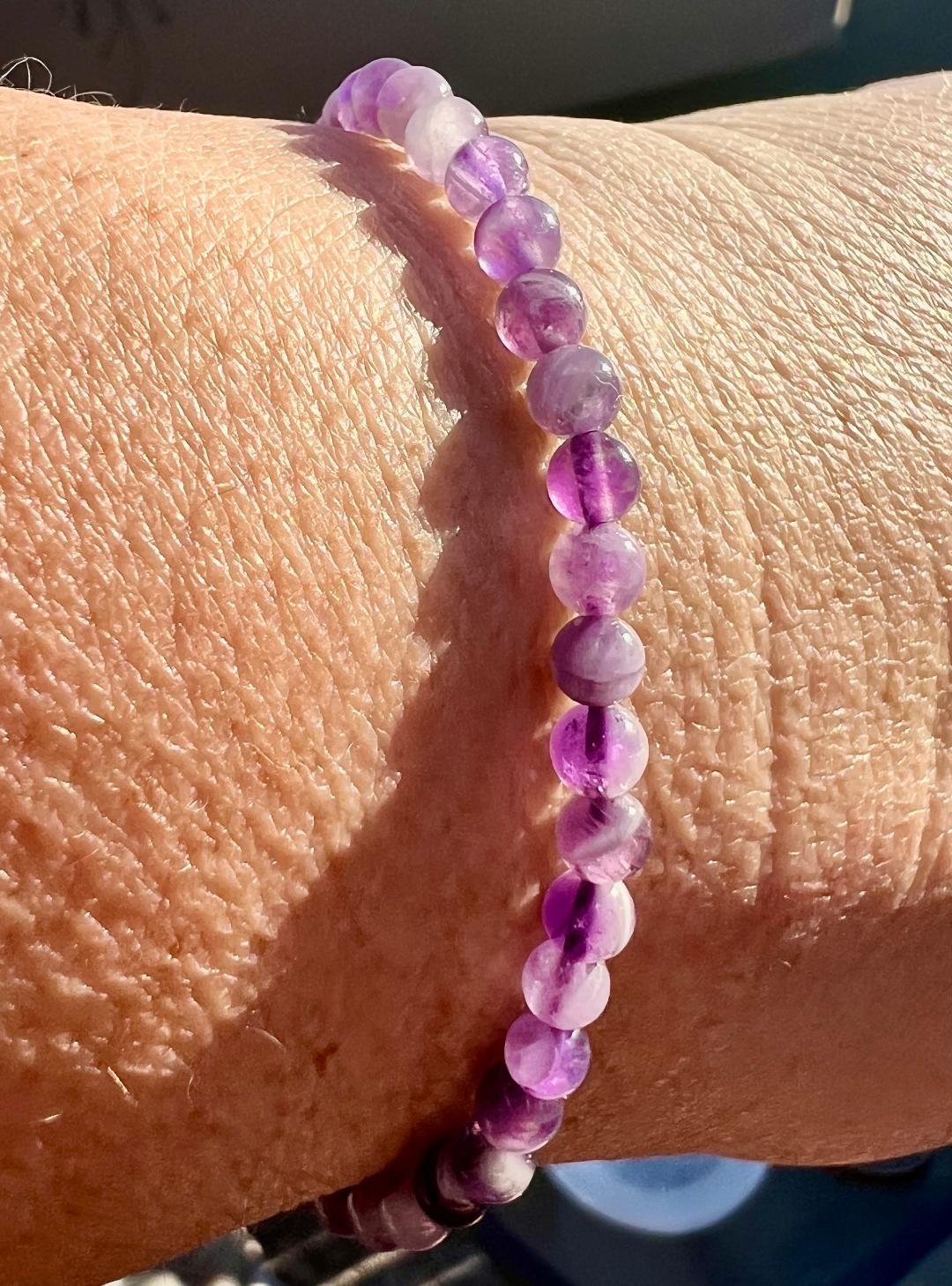 4mm Chevron Amethyst Crystal Stretch Bracelet