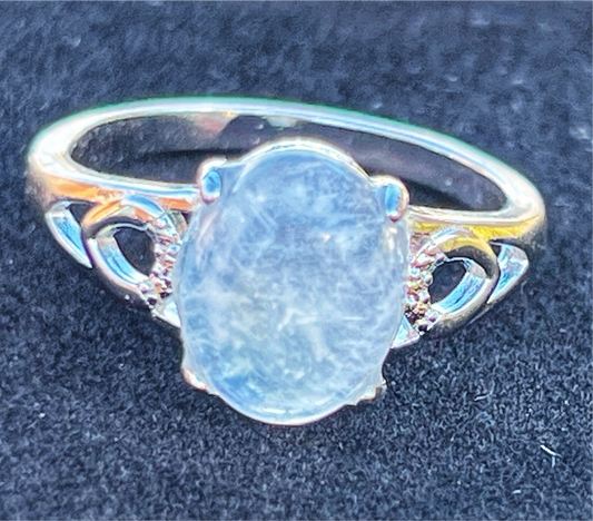 Natural Moonstone Gemstone White Bronze Ring