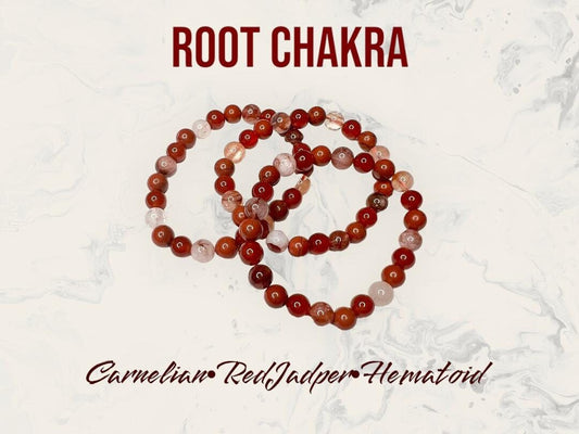 Root Chakra Crystal Bead Bracelet 8mm Healing Energy Gemstone Reiki Infused Grounding Bracelet Chakrabracelets Carnelian Red Jasper Hematoid