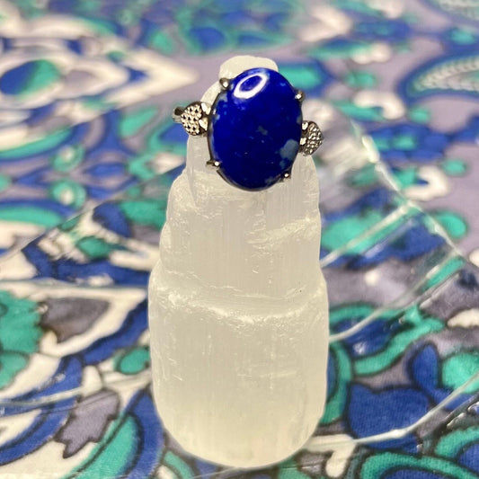 Lapis Lazuli Ring in White Bronze