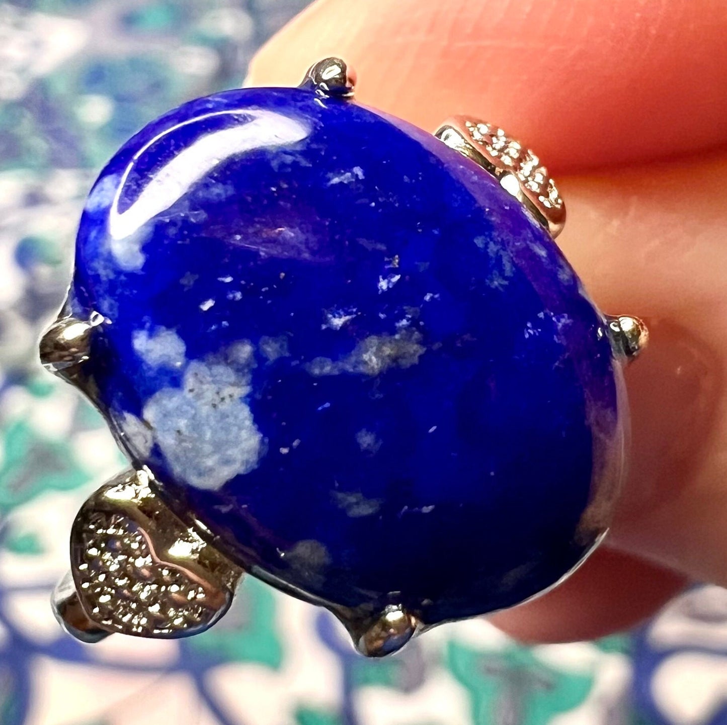 Lapis Lazuli Ring in White Bronze