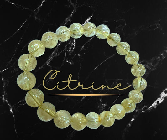 Citrine Crystal Gemstone 8mm Stretch Bracelet