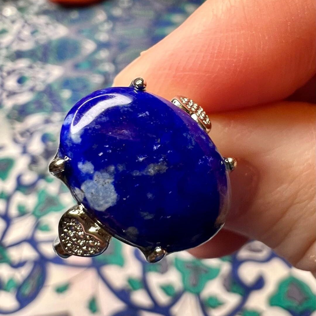 Lapis Lazuli Ring in White Bronze