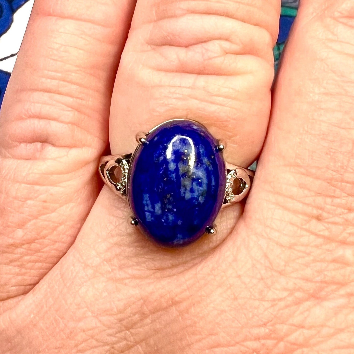 Lapis Lazuli Ring in White Bronze