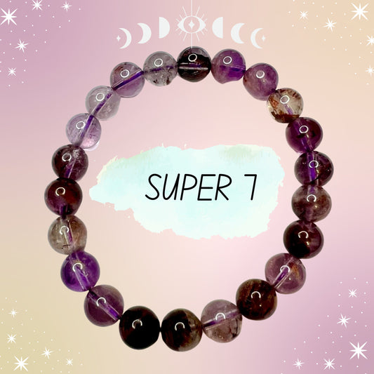 Super 7 Crystal Stretch Bracelet with 8mm Beads