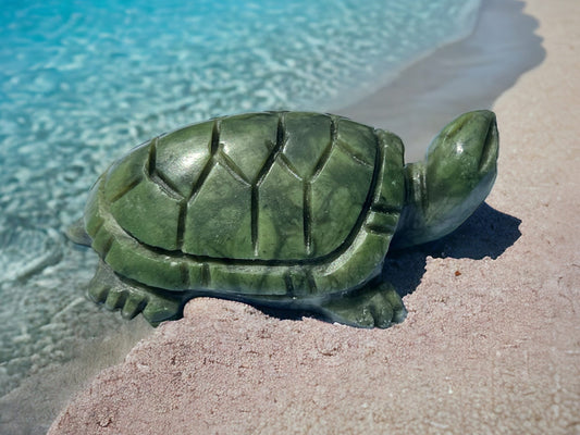 Serpentine Jade Crystal Turtle or Tortoise Carving